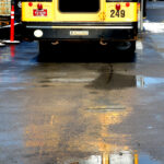 school bus reflection